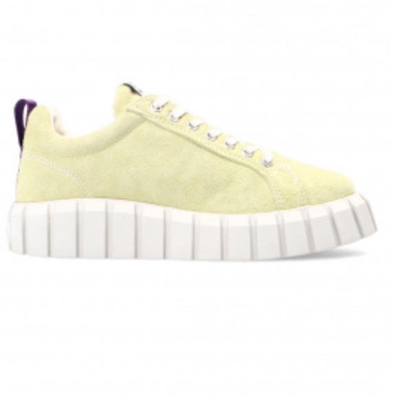 Eytys Odessa Lemonade Yellow Suede Lace Up Chunky Lug Sole Low Top Sneakers - Picture 1 of 14